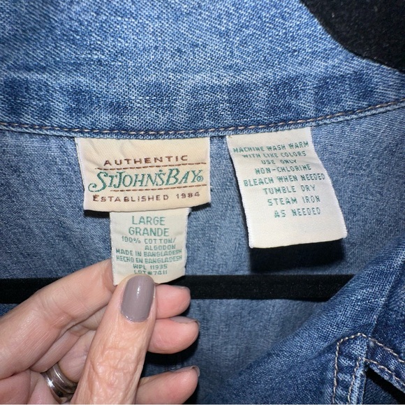 Vintage St.John's Bay Denim Blazer/Jacket - Size Large - Picture 3 of 8